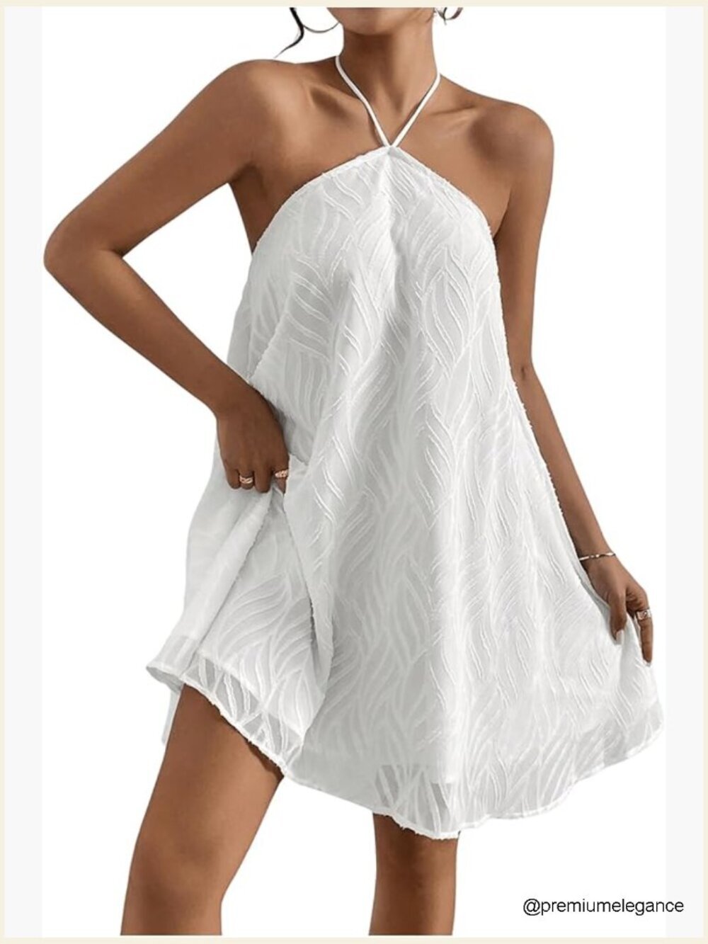 Women's Halter Backless Mini Dress Summer Beach Casual Flowy Polyester